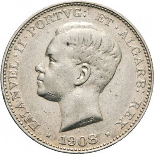 500 Réis Obverse Image minted in PORTUGAL in 1908 (1908-10 - Manuel II)  - The Coin Database