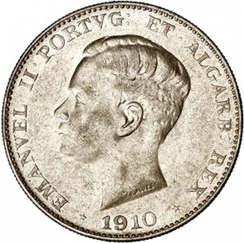 500 Réis Obverse Image minted in PORTUGAL in 1910 (1908-10 - Manuel II)  - The Coin Database