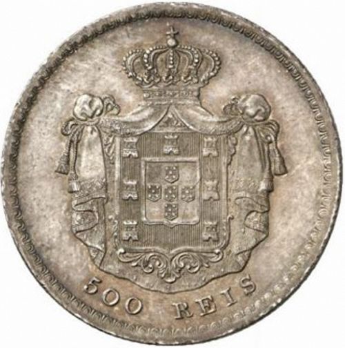500 Réis ( 5 Tostôes ) Reverse Image minted in PORTUGAL in 1855 (1853-61 - Pedro V)  - The Coin Database