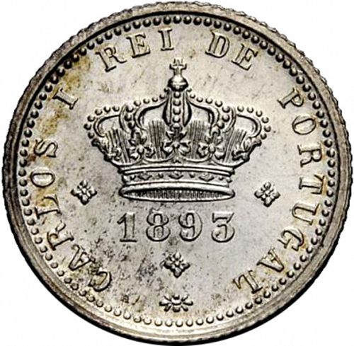 50 Réis ( Meio Tostâo ) Obverse Image minted in PORTUGAL in 1893 (1889-08 - Carlos I)  - The Coin Database