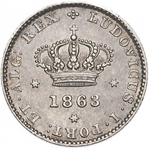 50 Réis ( Meio Tostâo ) Obverse Image minted in PORTUGAL in 1863 (1861-89 - Luis I)  - The Coin Database