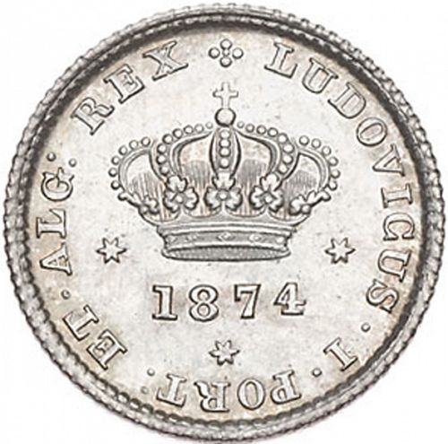 50 Réis ( Meio Tostâo ) Obverse Image minted in PORTUGAL in 1874 (1861-89 - Luis I)  - The Coin Database