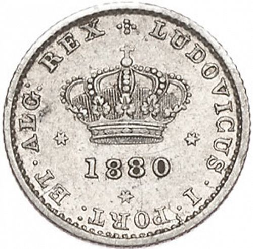 50 Réis ( Meio Tostâo ) Obverse Image minted in PORTUGAL in 1880 (1861-89 - Luis I)  - The Coin Database