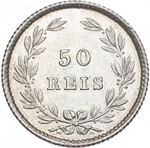 50 Réis ( Meio Tostâo ) Reverse Image minted in PORTUGAL in 1874 (1861-89 - Luis I)  - The Coin Database
