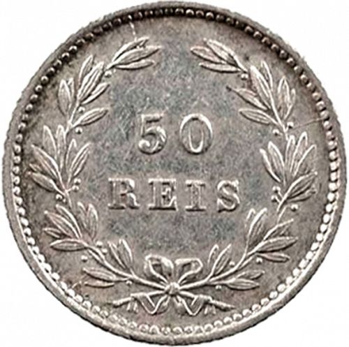 50 Réis ( Meio Tostâo ) Reverse Image minted in PORTUGAL in 1875 (1861-89 - Luis I)  - The Coin Database
