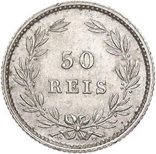 50 Réis ( Meio Tostâo ) Reverse Image minted in PORTUGAL in 1877 (1861-89 - Luis I)  - The Coin Database