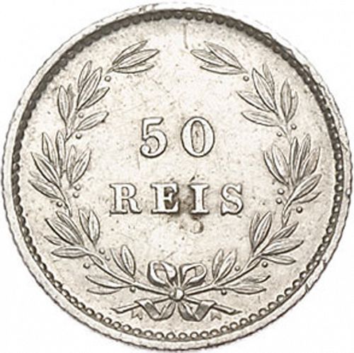 50 Réis ( Meio Tostâo ) Reverse Image minted in PORTUGAL in 1879 (1861-89 - Luis I)  - The Coin Database