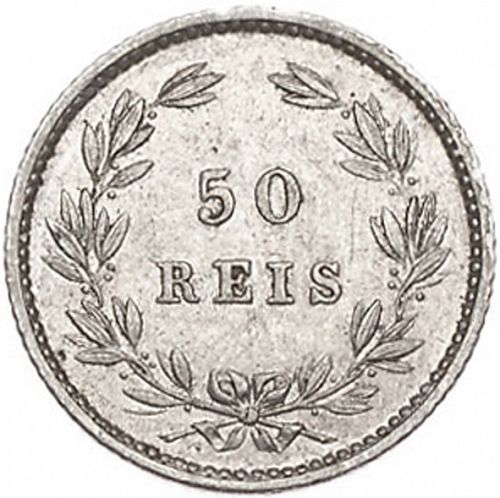 50 Réis ( Meio Tostâo ) Reverse Image minted in PORTUGAL in 1880 (1861-89 - Luis I)  - The Coin Database