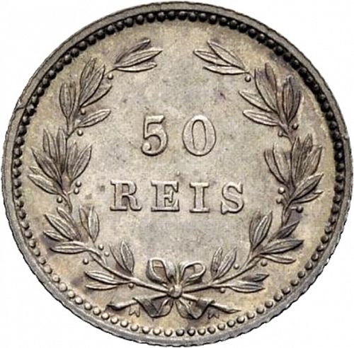 50 Réis ( Meio Tostâo ) Reverse Image minted in PORTUGAL in 1889 (1861-89 - Luis I)  - The Coin Database