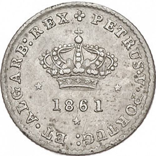 50 Réis ( Meio Tostâo ) Obverse Image minted in PORTUGAL in 1861 (1853-61 - Pedro V)  - The Coin Database