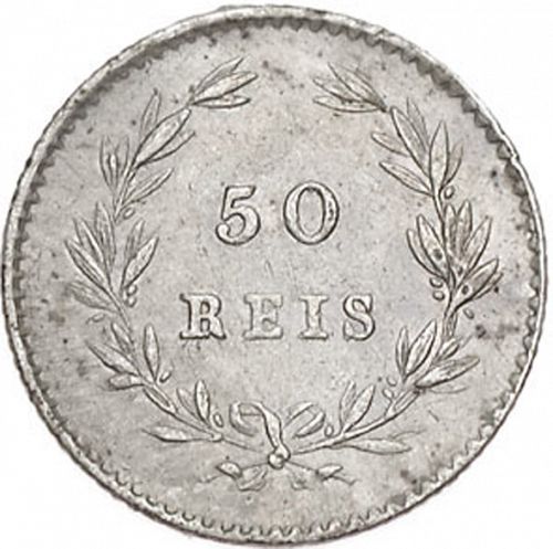 50 Réis ( Meio Tostâo ) Reverse Image minted in PORTUGAL in 1861 (1853-61 - Pedro V)  - The Coin Database