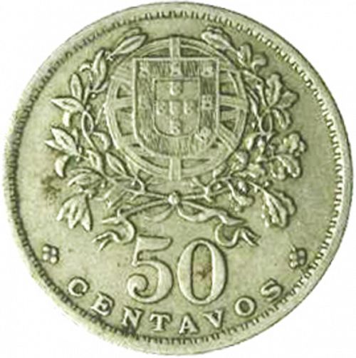 50 Centavos Obverse Image minted in PORTUGAL in 1944 (1910-01 - República)  - The Coin Database