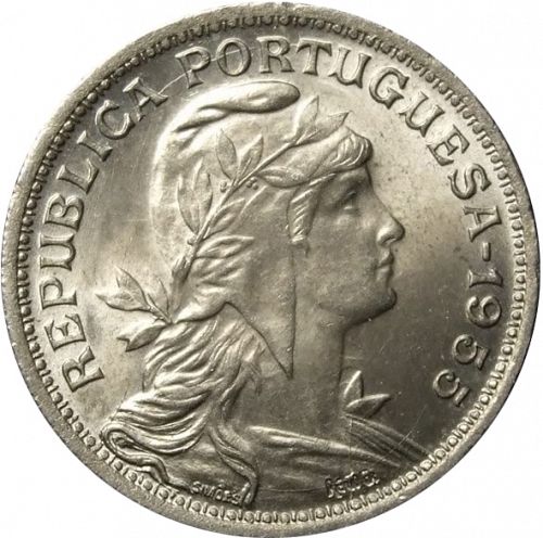 50 Centavos Obverse Image minted in PORTUGAL in 1955 (1910-01 - República)  - The Coin Database