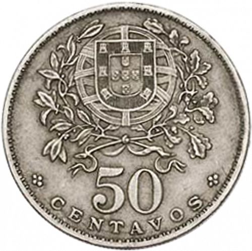 50 Centavos Reverse Image minted in PORTUGAL in 1928 (1910-01 - República)  - The Coin Database