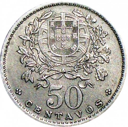 50 Centavos Reverse Image minted in PORTUGAL in 1960 (1910-01 - República)  - The Coin Database