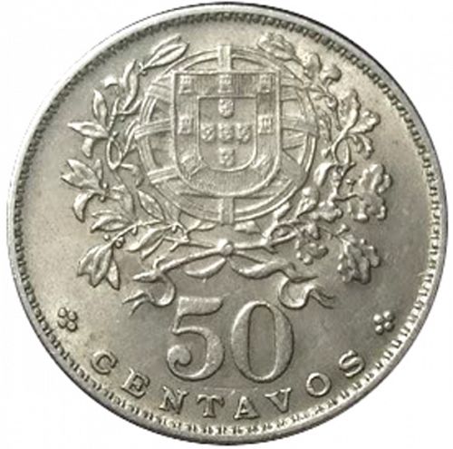 50 Centavos Reverse Image minted in PORTUGAL in 1964 (1910-01 - República)  - The Coin Database