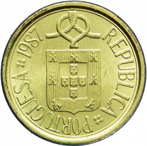 5 Escudos Obverse Image minted in PORTUGAL in 1987 (1986-01 - República <small> - New Design</small>)  - The Coin Database