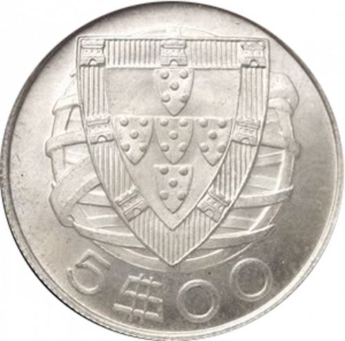 5 Escudos Reverse Image minted in PORTUGAL in 1940 (1910-01 - República)  - The Coin Database