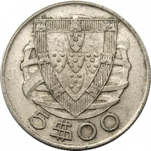 5 Escudos Reverse Image minted in PORTUGAL in 1948 (1910-01 - República)  - The Coin Database