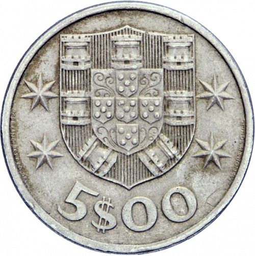 5 Escudos Reverse Image minted in PORTUGAL in 1981 (1910-01 - República)  - The Coin Database
