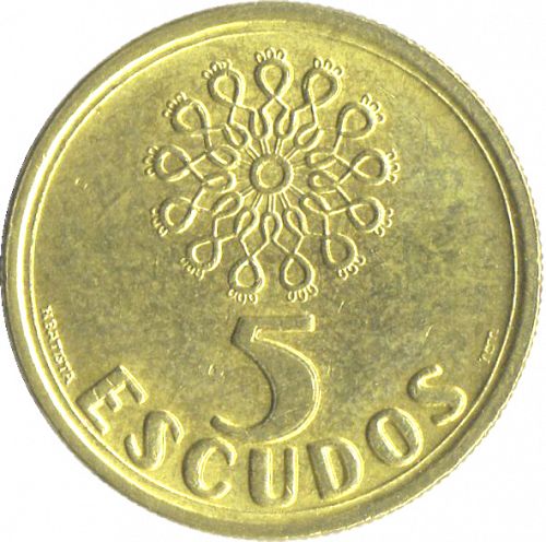 5 Escudos Reverse Image minted in PORTUGAL in 1999 (1986-01 - República <small> - New Design</small>)  - The Coin Database