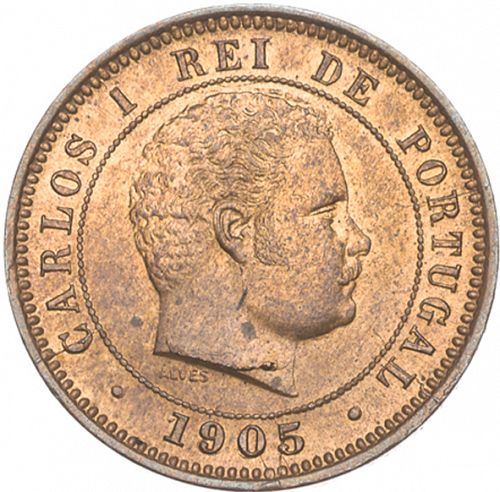 5 Réis Obverse Image minted in PORTUGAL in 1905 (1889-08 - Carlos I)  - The Coin Database