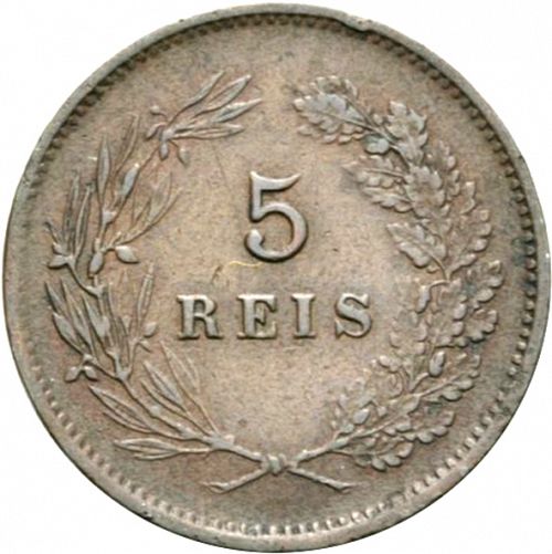 5 Réis Reverse Image minted in PORTUGAL in 1893 (1889-08 - Carlos I)  - The Coin Database