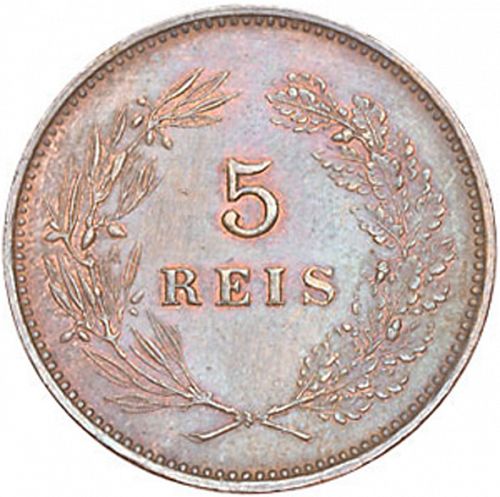 5 Réis Reverse Image minted in PORTUGAL in 1897 (1889-08 - Carlos I)  - The Coin Database