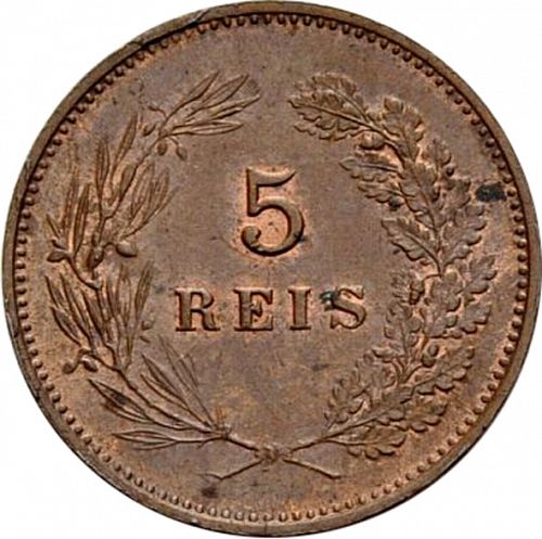 5 Réis Reverse Image minted in PORTUGAL in 1898 (1889-08 - Carlos I)  - The Coin Database