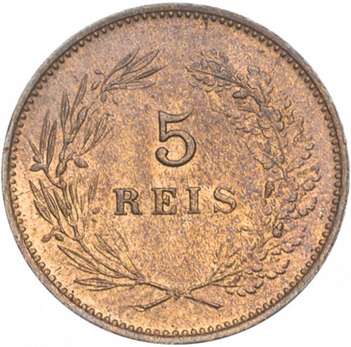 5 Réis Reverse Image minted in PORTUGAL in 1905 (1889-08 - Carlos I)  - The Coin Database