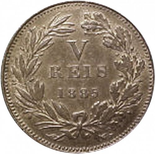 5 Réis Obverse Image minted in PORTUGAL in 1885 (1861-89 - Luis I)  - The Coin Database