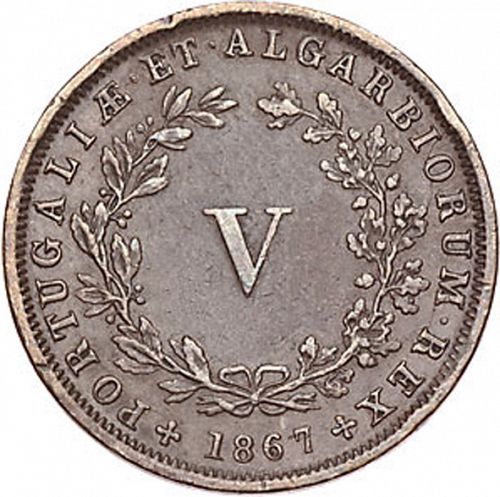 5 Réis Reverse Image minted in PORTUGAL in 1867 (1861-89 - Luis I)  - The Coin Database