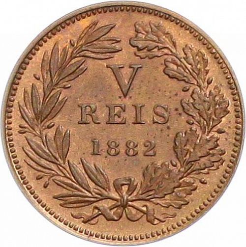 5 Réis Reverse Image minted in PORTUGAL in 1882 (1861-89 - Luis I)  - The Coin Database