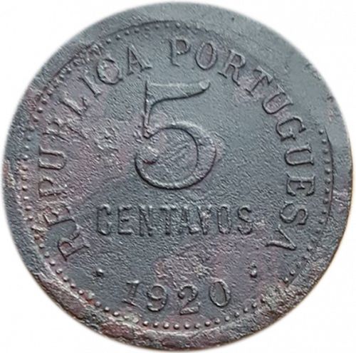 5 Centavos Obverse Image minted in PORTUGAL in 1920 (1910-01 - República)  - The Coin Database
