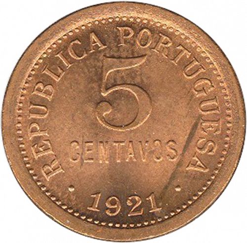 5 Centavos Reverse Image minted in PORTUGAL in 1921 (1910-01 - República)  - The Coin Database
