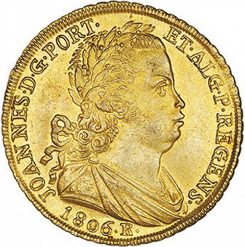 6400 Réis ( Peça ) Obverse Image minted in PORTUGAL in 1806R (1799-16 - Joâo <small>- Príncipe Regente</small>)  - The Coin Database