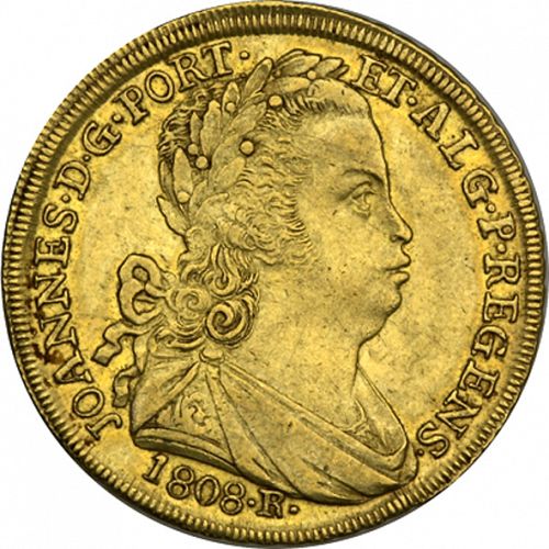 6400 Réis ( Peça ) Obverse Image minted in PORTUGAL in 1808R (1799-16 - Joâo <small>- Príncipe Regente</small>)  - The Coin Database