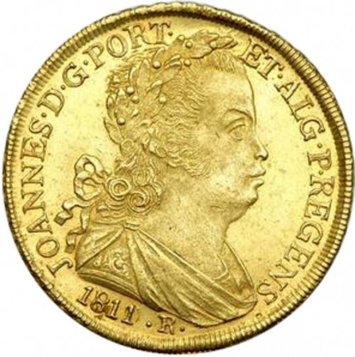 6400 Réis ( Peça ) Obverse Image minted in PORTUGAL in 1811R (1799-16 - Joâo <small>- Príncipe Regente</small>)  - The Coin Database