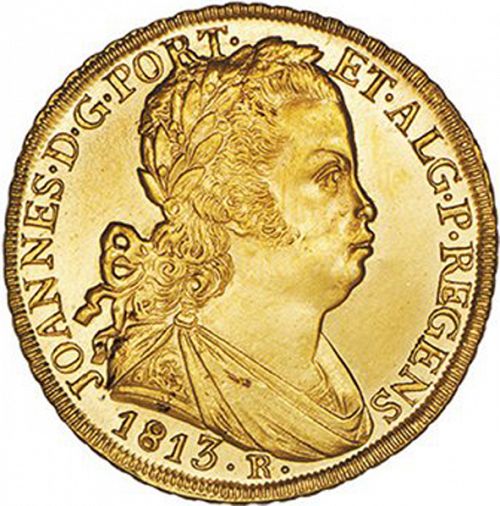 6400 Réis ( Peça ) Obverse Image minted in PORTUGAL in 1813R (1799-16 - Joâo <small>- Príncipe Regente</small>)  - The Coin Database