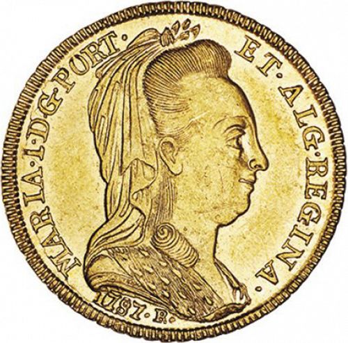 6400 Réis ( Peça ) Obverse Image minted in PORTUGAL in 1787R (1786-99 - Maria I)  - The Coin Database