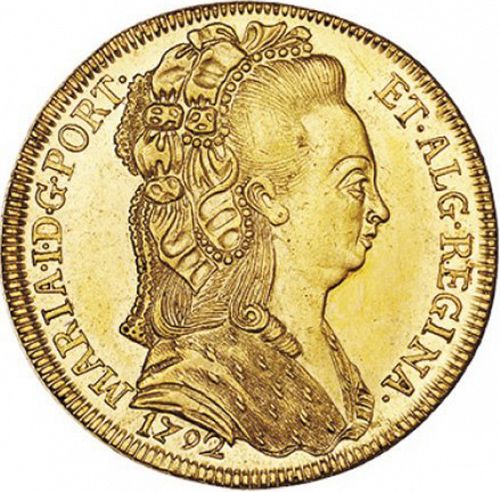 6400 Réis ( Peça ) Obverse Image minted in PORTUGAL in 1792 (1786-99 - Maria I)  - The Coin Database