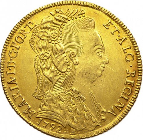 6400 Réis ( Peça ) Obverse Image minted in PORTUGAL in 1792B (1786-99 - Maria I)  - The Coin Database