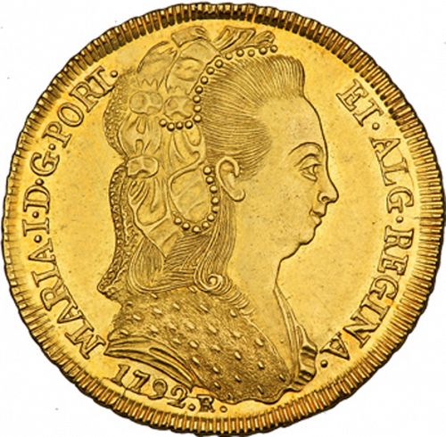 6400 Réis ( Peça ) Obverse Image minted in PORTUGAL in 1792R (1786-99 - Maria I)  - The Coin Database