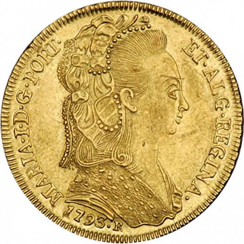 6400 Réis ( Peça ) Obverse Image minted in PORTUGAL in 1793R (1786-99 - Maria I)  - The Coin Database