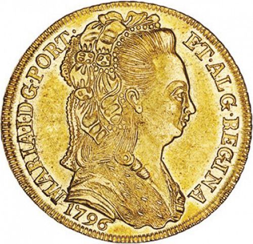 6400 Réis ( Peça ) Obverse Image minted in PORTUGAL in 1796 (1786-99 - Maria I)  - The Coin Database