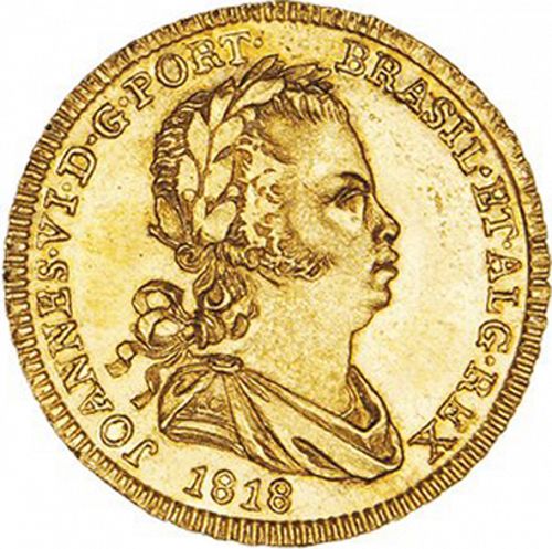 800 Réis ( Meio Escudo ) Obverse Image minted in PORTUGAL in 1818 (1816-26 - Joâo VI)  - The Coin Database
