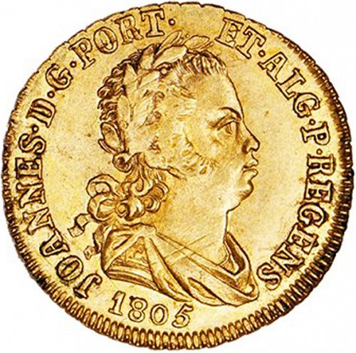 800 Réis ( Meio Escudo ) Obverse Image minted in PORTUGAL in 1805 (1799-16 - Joâo <small>- Príncipe Regente</small>)  - The Coin Database