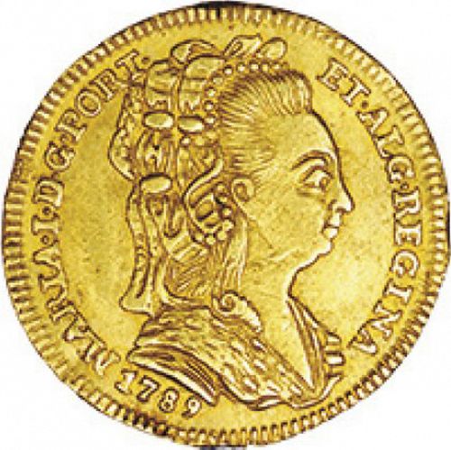 800 Réis ( Meio Escudo ) Obverse Image minted in PORTUGAL in 1789 (1786-99 - Maria I)  - The Coin Database