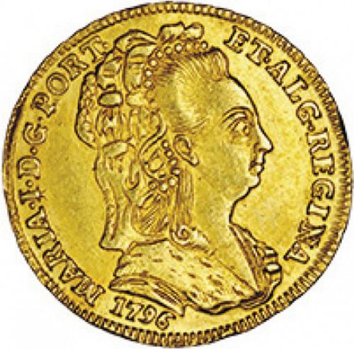 800 Réis ( Meio Escudo ) Obverse Image minted in PORTUGAL in 1796 (1786-99 - Maria I)  - The Coin Database