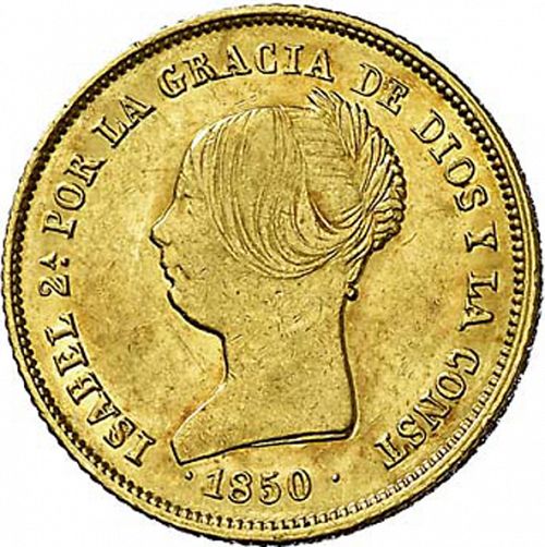 100 Reales Obverse Image minted in SPAIN in 1850RD (1849-64  -  ISABEL II - Decimal Coinage)  - The Coin Database
